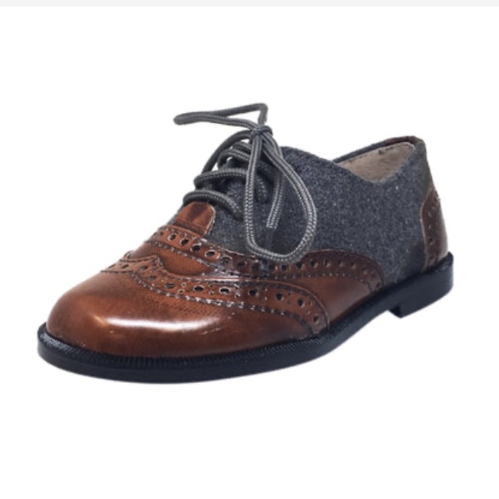 Hoo Boy’s Shoes | Little Boy’s Leather and Tweed Lace Up Shoes